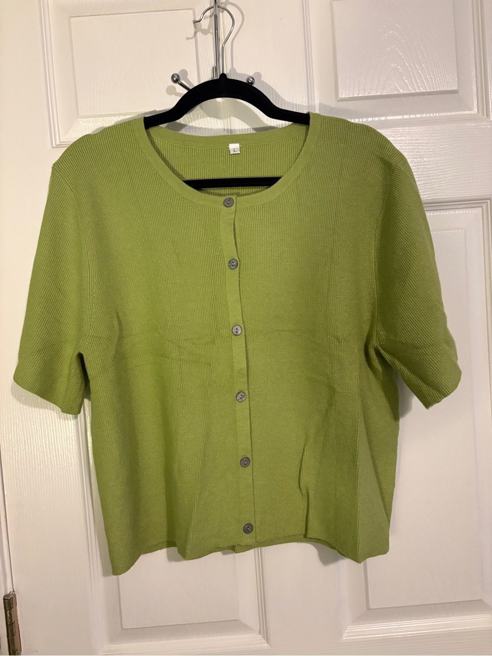 Classic Short-Sleeve Button Cardigan - Green